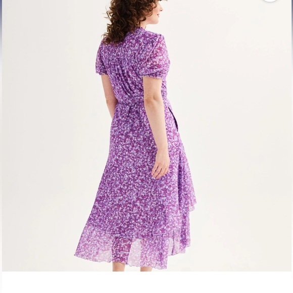Purple Floral Women's Dress - Picture 3 of 7